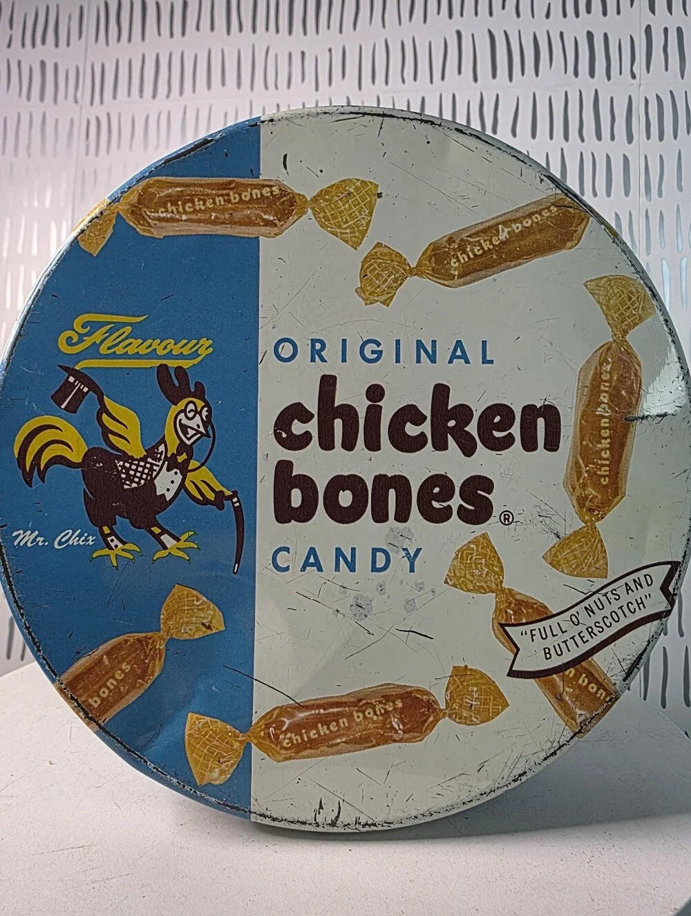 1940s Chicken Bones Hard Candies Can Original Tin - Flavour Candy Company